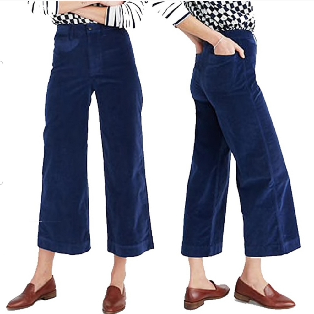 Madewell Blue Emmett style Velvet wide leg Pants